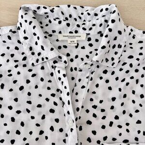 Beachlunchlounge Dalmatian Print Button Down Shirt 100% Viscose (M) Animal Print